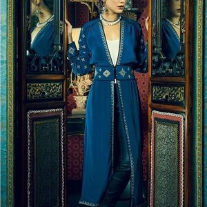 Talitha 2017 Tabia Embroidered Silk Open Robe Dress